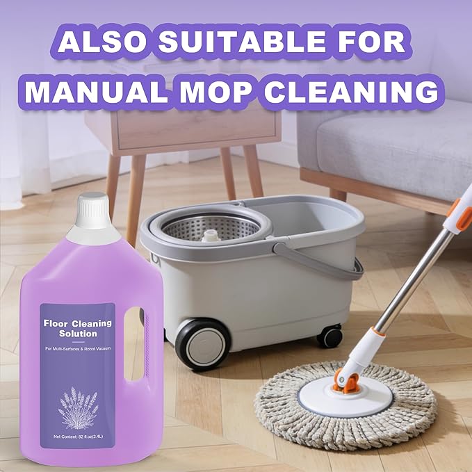 82 FL OZ/2.4 L Lavender Scented Floor Cleaning Solution Compatible with Dreame Cleaning Solution, Low Foam & No Residue, Floor Cleaner for All Robot Vacuum and Wireless Wet Dry Vacuum Cleaners