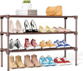 34" Widening Design Shoe Rack for Closet 16 Pairs Small Spaces Non-Woven 3 Tier Shoe Organizer Stackable Metal Shoe Shelf for Entryway, Bedroom Brown
