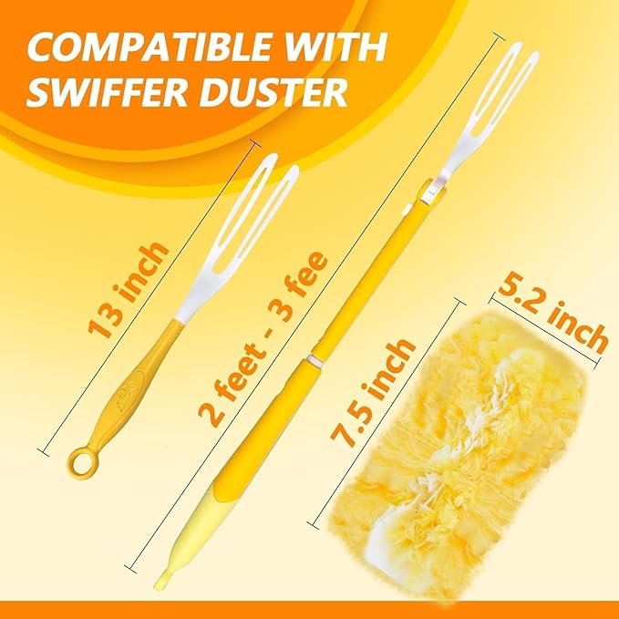 Duster Refill Compatible with Swiffer Duster, Heavy Duty Duster Refills Kit for Cleaning Dusting, Multi Surface 360 Feather Duster, 20 Count Disposable Refills with 1 Handle