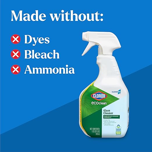 CloroxPro Clorox EcoClean Glass Cleaner Spray Bottle, 32 Fluid Ounces