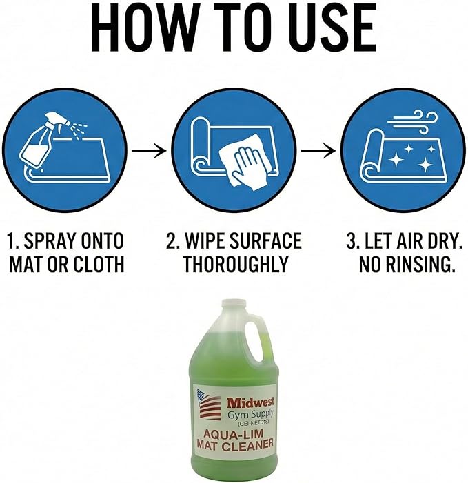Gym Mat Cleaner – 1 Gallon Vinyl & Rubber Mat Cleaner for Gymnastics, Wrestling, BJJ & Home Gym Mats – Safe for Vinyl, Leaves No Chalk Residue