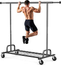 HOKEEPER Clothes Rack Collapsible Clothing Garment Rack Capacity 525LBS Clothing Racks on Wheels Heavy Duty Rolling Clothes Rack for Hanging Clothes for bedroom, Commercial, Black 22"D x 75"W x 71"H