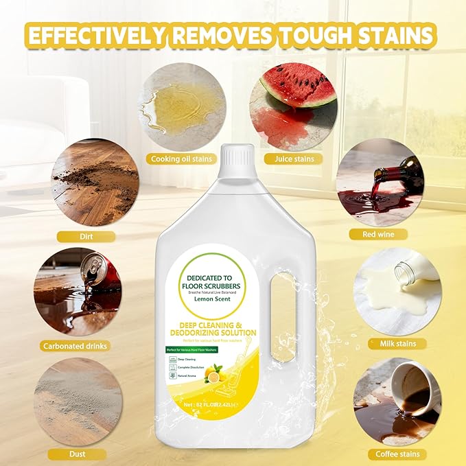 Floor Cleaning Solution Compatible with Tineco – 82 FL OZ Lemon Floor Cleaner – Long-Lasting, Zesty Scent – For All Cordless Wet/Dry Vacuum Mop Cleaner & Robot Vacuums with Mopping
