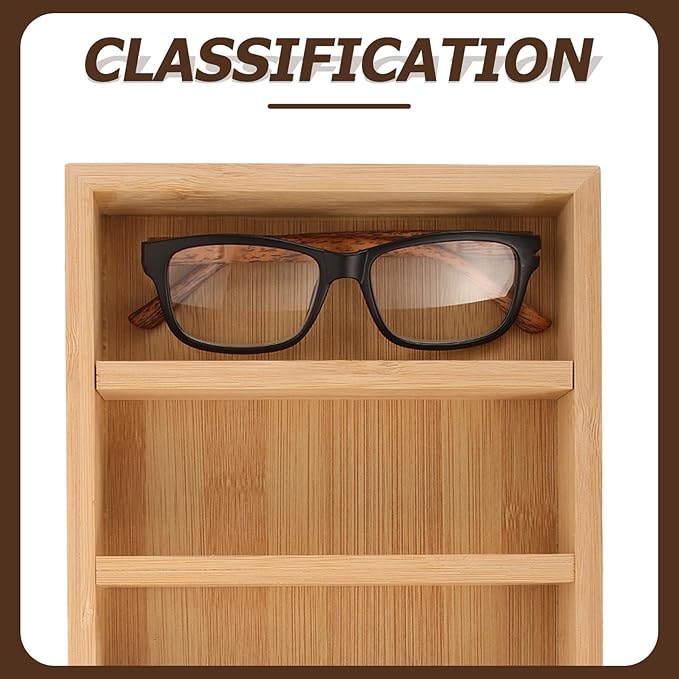 Ciieeo 2-pcs Eyeglasses Organizer Tray with 5 Compartments Sunglasses Storage Display Case Eyewear Holder for Home and Office