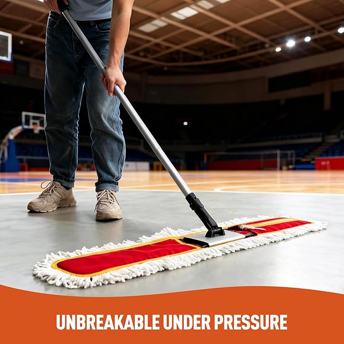 36" Commercial Dust Mops for Floor Cleaning Heavy Duty Floor Duster Mop with Long Handle Hotel Gym Household Cleaning Supplies for Hardwood, Tiles, Marble Floors (Red)