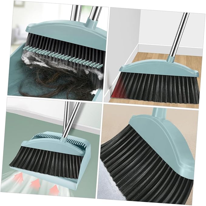 Cabilock Long Handle Broom and Dustpan for Home Cleaning Ergonomic Lightweight Design Seamless Floor Fit for Tile Non Damaging Sweeping Accessories in Light Combo