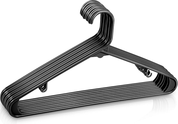 Utopia Home Plastic Hangers 30 Pack - Clothes Hanger with Hooks - Durable & Space Saving (Black)