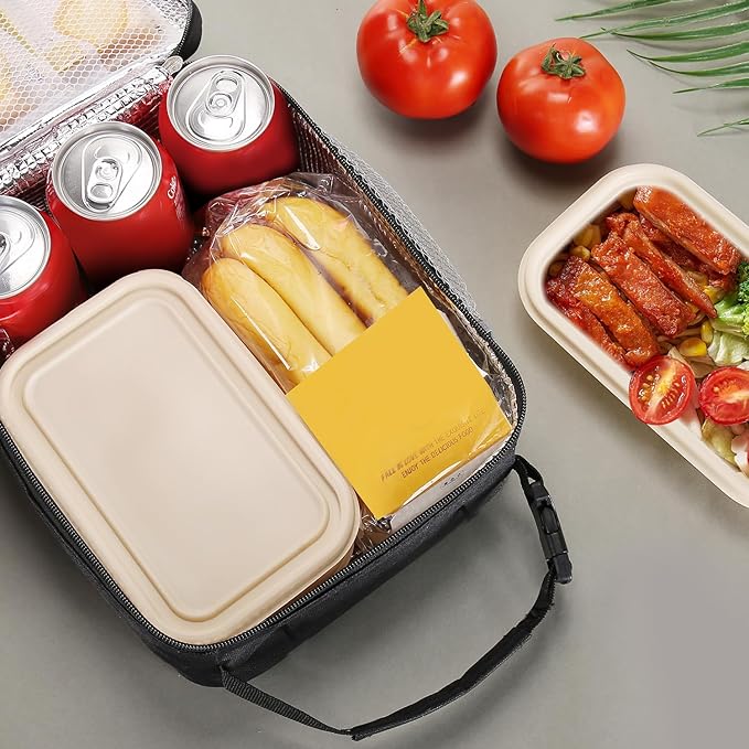 Lovoeo Lunch box Lunch bag for men women Insulated Lunchbox Lunch bags for Work Picnic Travel (Black)