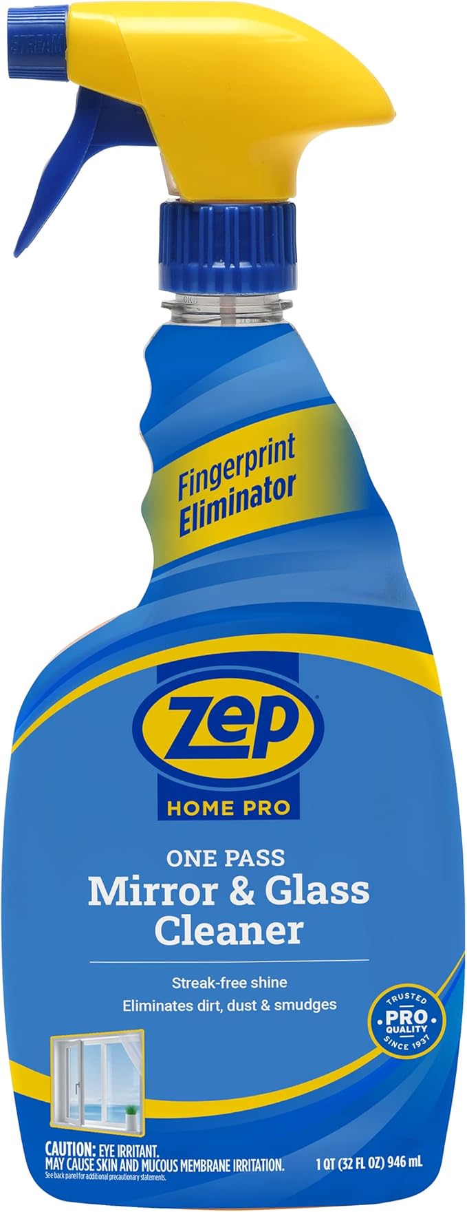Zep Home Pro One-Pass Mirror & Glass Cleaner - 32 Fl. Oz. (Case of 6) - R49606 - Leaves a streak-free shine while eliminating dirt, dust, and smudges from your glass surfaces