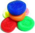 6Pcs Random Color Plastic Cleaning Ball Dish Cleaner Brush,Non Scratch Round Dish Scrubbers,Nylon Scouring Pads,Mesh Scourers Poly Mesh Scouring Dish Pads Cleaning Supplies for Dishes,Dishwashing