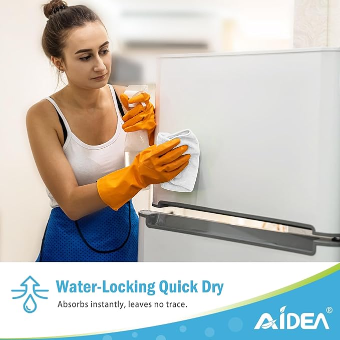 AIDEA Microfiber Cleaning Cloth White-50PK, Soft Microfiber Towels for Cars, Absorbent Cleaning Rags, Lint-Free Streak-Free Wash Cloths for House, Kitchen, Window,11.5"×11.5"