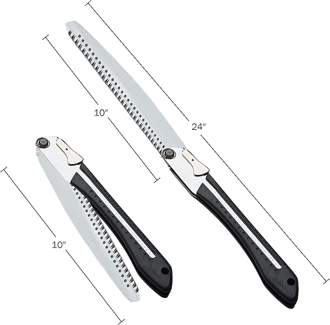Folding Hand Saw for Wood Cutting, Camping, or Landscaping - 10” Japanese Folding Pruning Saw Tree Trimmer Branch Cutter with Razor Teeth and SK5 Steel Blade for Gardening by Kings County Tools