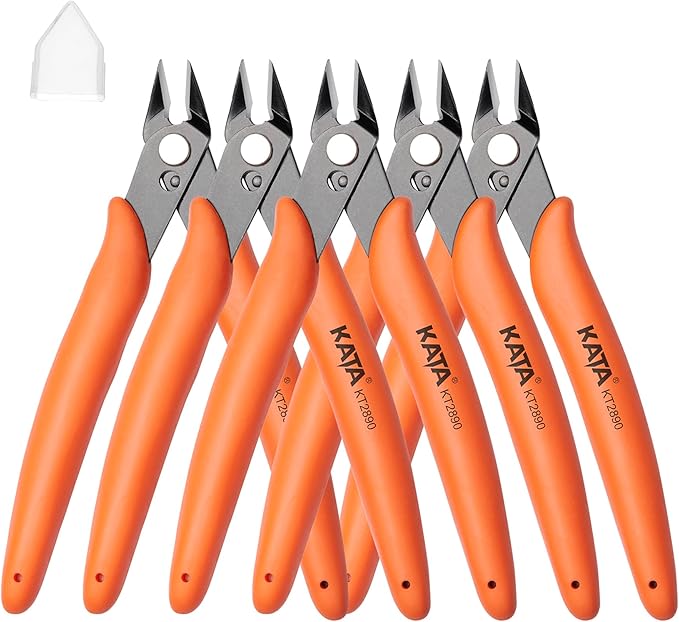 KATA 5-Pack Micro Wire Cutters, Precision Electronics Flush Cutter and Side Cutting pliers, Clean Cut for Model, Jewelry, Model Kits