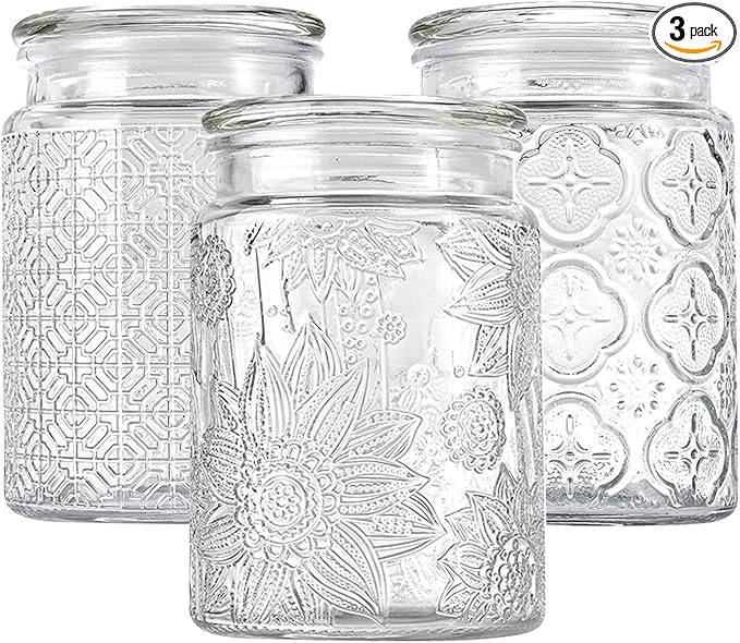 Adodeen 24oz Wide Mouth Mason Jars, 3-Pack Glass Jars With Lids, Pickle Canning Jars For Candy, Sugar, Coffee, Tea, Spice, Cookie, Dishwasher Safe