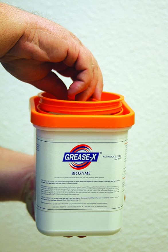RootX GREASE-X BIOZYME JAR Microbes for sewers, drain lines and septic systems that eliminate fats and grease