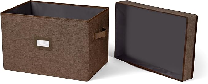Covermates Keepsakes - Storage Box - Heavy Duty Polyester - Reinforced Handles - ID Window - Indoor Storage - Closet Storage, Brown Heather