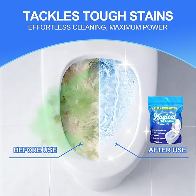 Foaming Toilet Bowl Cleaner Powder: Self-Activating Foam Toilet Cleaner for Deep Cleaning - Stain Remover for Bathroom (400g)