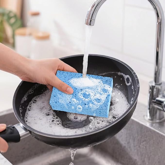 Extra Large Dish Sponges Kitchen for Cleaning, Natural Cellulose Sponges Reusable and Biodegradable, Non Scratch Sponge for Dishes Household Use (3-Pack)