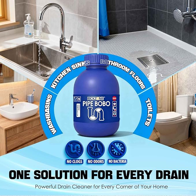Pipe Bobo Drain Cleaner, Professional-Grade Drain Opener for Kitchen Sink 10.6OZ, Powerful Unclogging, Unclog drains, clog remover, Shower, Tub, Compatible with All Pipe Materials