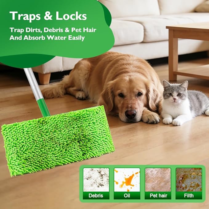 HOMEXCEL Microfiber Mop Pads Compatible with Swiffer Sweeper, Reusable Machine Washable Pad Refills, Mop Head Replacements for Multi Surface Floor Cleaning, 10 Pack