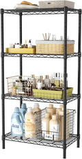 Golpart 4 Tier Adjustable Storage Shelves,Heavy Duty Metal Utility Shelf 600LBS Capacity,Wire Shelving Unit Organizer Rack for Home Kitchen Office BathroomM Pantry Room 12" D x 22" W x 44" H Black