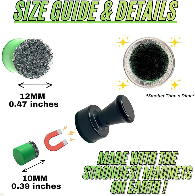 The Magic Cleaner Magnetic Glass Cleaner Kit |Mini, 12mm Size | For Water Pipes, Vases, Windows, Aquariums, Small, & all Shapes & Sizes | Cleans Hard to Reach Stains | Scrub via Magnet Glass Cleaner
