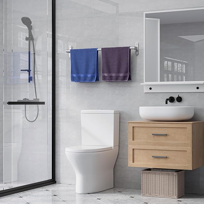 Powools Brushed Nickel Towel Rack for Bathroom - 24" Rustproof Towel Holder, Sturdy Towel Bar Wall Mounted, Space-Saving Towel Hanger, Bathroom Accessories, Home Decor, Apparment Essentials