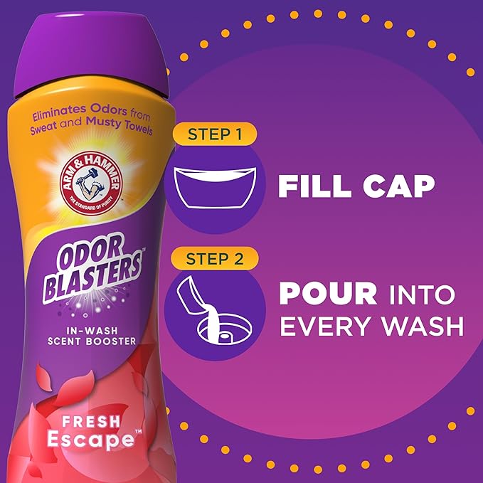 ARM & HAMMER Odor Blasters In-Wash Scent Booster,Laundry Scent Booster Fresh Escape-scent,24 Oz,(Pack of 2)