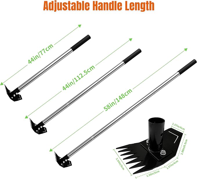 Weed Puller Tool with Long Handle, Manual Weed Remover Tool, 2 in 1 Weed Rake&Grabber and Garden Hoe, Dandelion Gardenia Heavy Duty Uprooting Tool for Yard, Lawn and Garden, 58Inch