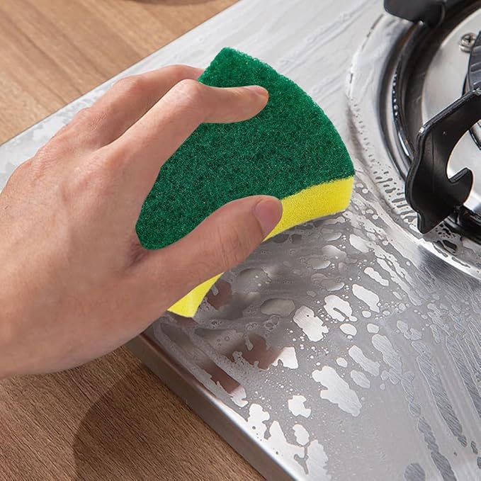 24 Pack Kitchen Cleaning Sponges Heavy Duty Scrub Sponges for Grease & Stains, High-Density Durable Dishwashing Scrubber Pads, Non-Scratch Sponge for Dishes/Countertops/Utensils