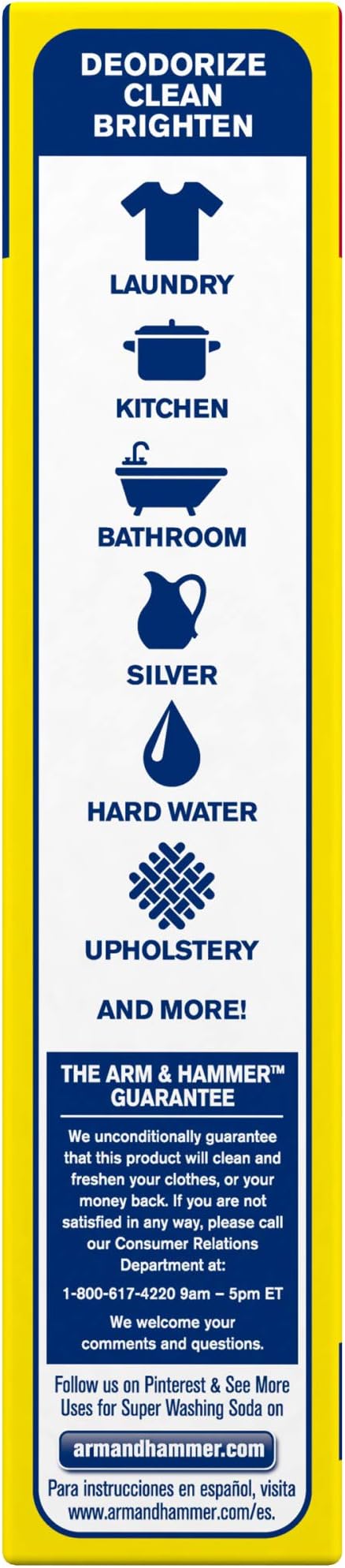 ARM & HAMMER Super Washing Soda Household Cleaner and Laundry Booster, 55 oz Box