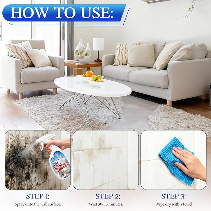 Highly Effective Removal Spray,Wall Cleaner Spray,Multi-Surface Cleaning Solution,For Wood,Tile,Fabric,Bathrooms,Kitchens,Long-Term Protection