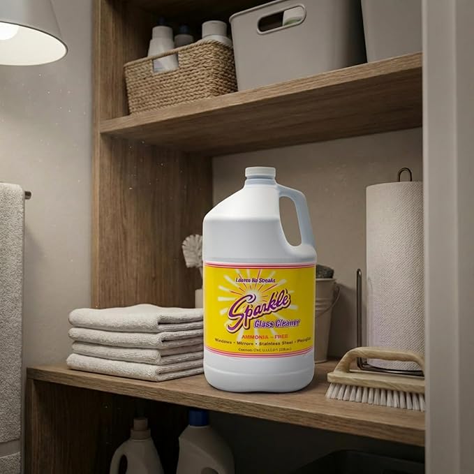 Sparkle Glass Cleaner Refill 1 Gallon (128 Fl Oz) – Ammonia-Free Heavy Duty Streak-Free Formula for Windows, Mirrors & Glass (Pack of 1)