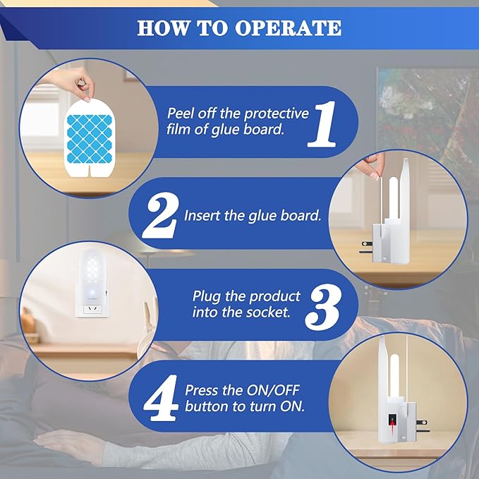 X-PEST Flying Insect Trap Indoor Plug-in for Mosquito, Flies, Fruit Flies, Moths, Gnats, Gnat Trap for Indoor Area Use(2 Devices+ 10 Glue Boards)