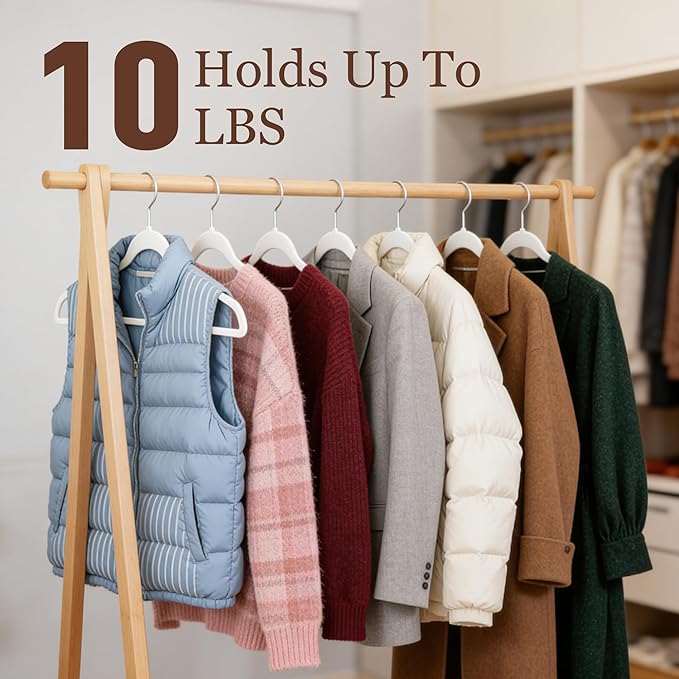 Velvet Hangers 50 Pack, Slim Non-Slip Clothes Hangers Space-Saving for Closet, Heavy Duty for Pants, Coats, Skirts, Jeans, Sweaters and More, Nylon-Flocked, White