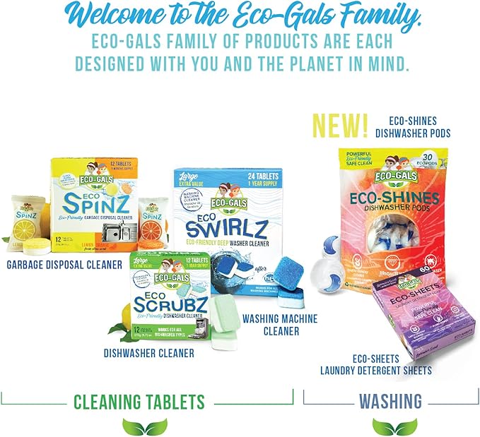 Eco-Gals Eco-Shines Dishwasher Detergent Pods With 3 in 1 Power of Liquid, Powder, and Gel for Brighter Cleaner Dishes