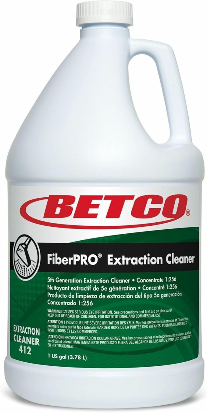 Betco FiberPRO Extraction Cleaner - For Carpet, Upholstery, Rug - Concentrate - Liquid - 128 fl oz (4 quart) - 9.5 to 10.5 pH - Pleasant Scent - Low Foaming, Stain Resistant - Green Bottle - 4 /