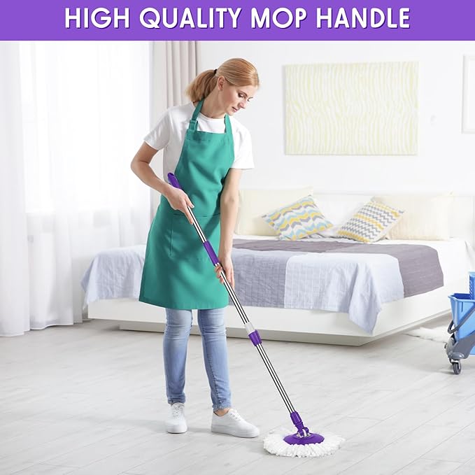 Spin Mop Replacement Handle 360 Degree Spin Mop Pole Handle Replacement Rotating Telescopic Stick for Head Replace Spinning Household Cleaning Accessories for Home(Purple)