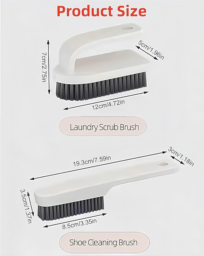 2 Pack Scrub Brush Laundry Cleaning Brush Soft Bristle Household Cleaning Brushes Carpet Brush Upholstery Brush Small Scrubbing Brush Stain Remover Brushes for Fabric,Hat,Clothes,Bag & More