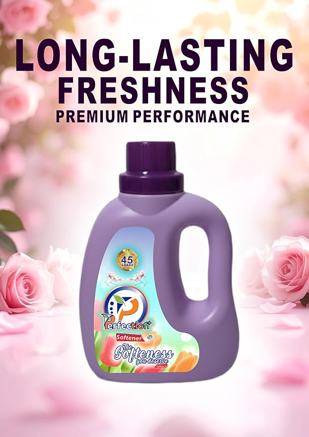Perfectionplus Fabric softener, ultra soft, concentrated formula, long lasting fresh scent, gentle on clothes, reduces wrinkles, 1L(33.8 Fl.oz) 45 Loads, high performance.