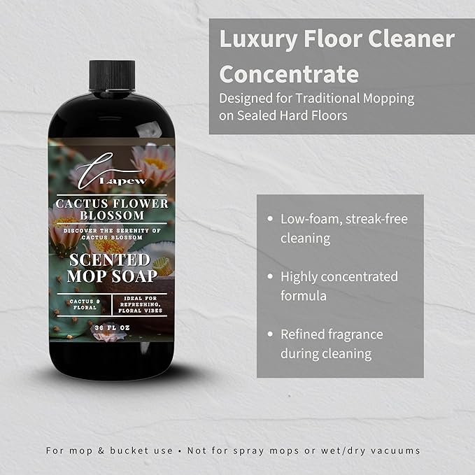 Lapew Cactus Flower Scented Mop Soap - Luxury Floor Cleaner Concentrate for Mopping Tile, Laminate, Vinyl & Hardwood | Streak-Free, Low-Foam | 36 oz