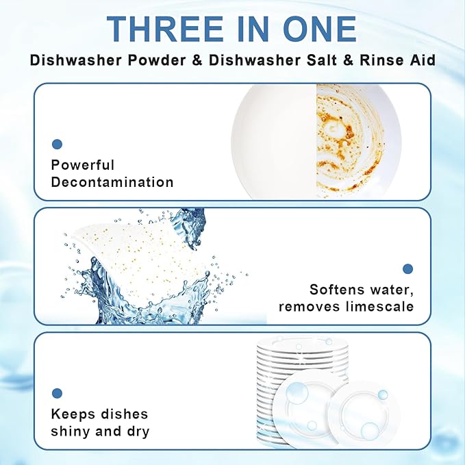 Binbata Upgraded Eco Dishwasher Detergent Sheets Up To 32 Loads, Unscented Plastic Free Dishwashing Soap Strips With High Efficient Solid Enzyme, Leaving Dishes Sparkling Clean