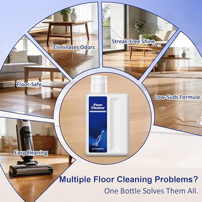 Floor Cleaning Solution Compatible with Dreame Cleaning Solution, Pet-friendly & No Residue, Floor Cleaner for All Robot Vacuum Cleaners and Wireless Wet Dry Vacuum Cleaners (Original, Total 1 L)