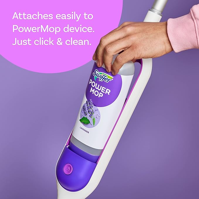Swiffer Power Mop Refill Pack, Floor Cleaner for Mopping Tile, Vinyl, Laminate, Wood in Home, Bathroom, Kitchen, All Purpose Multi-Surface Cleaning, 5 Pads + 1 Lavender Solution, Pack of 4