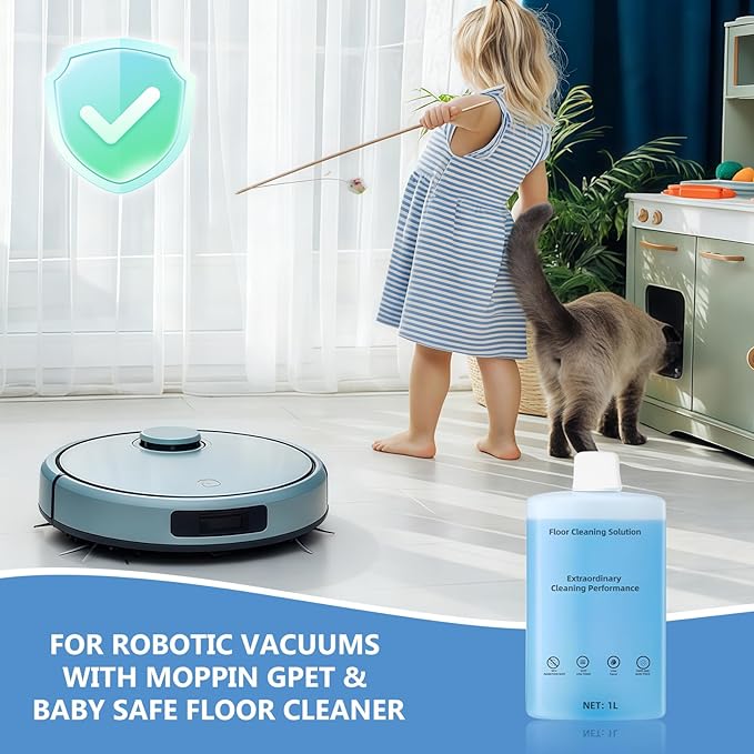 Floor Cleaning Solution Compatible With Roborock Robot Vacuum And Mop Cleaner， Deep Cleans For Multiple Hard Floors, for Robot & Wet Dry Vacuums Mopping Floor Cleaners Solution , 33.8 Fl. OZ(2 Bottle)