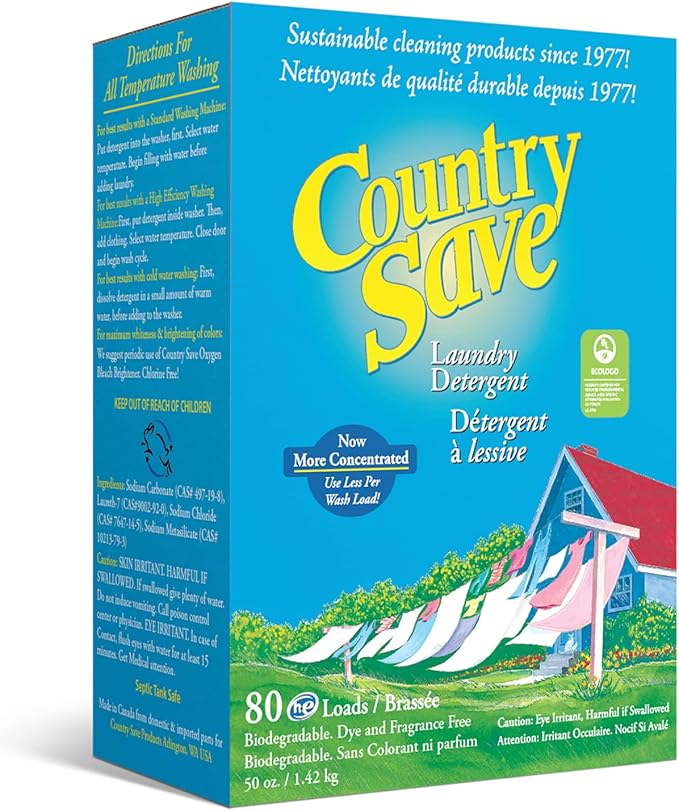 Country Save Laundry Detergent Powder Natural - HE Natural Powdered Laundry Detergent Clear & Free of Chemicals - Sensitive Washing Eco HE Laundry Detergent Safe for Babies (5 Pound (Pack of 1))