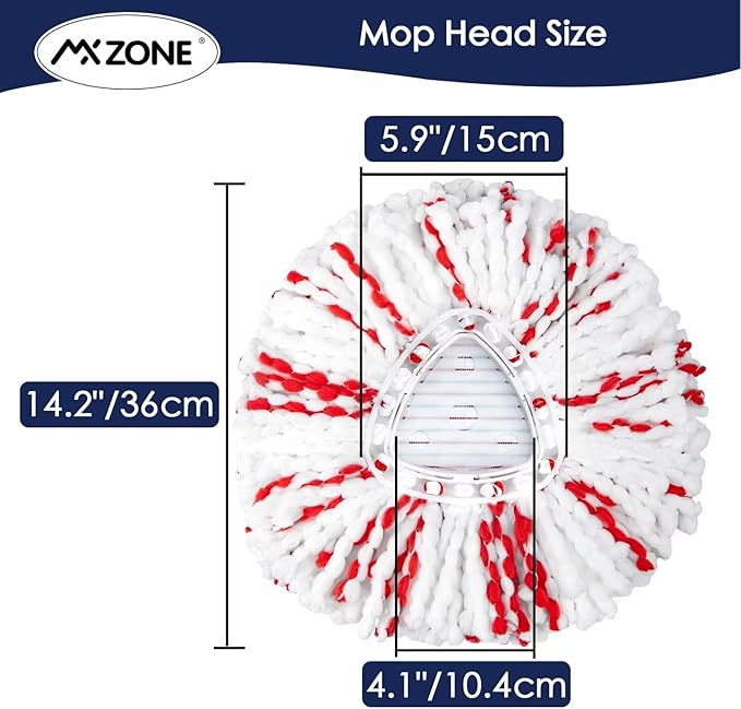 Spin Mop Replacement Heads Compatible with O-Cedar EasyWring 1-Tank System - Microfiber Mop Head Refills for Deep Floor Cleaning, Scrub Pad for Tile Hardwood Kitchen, 2 Pack
