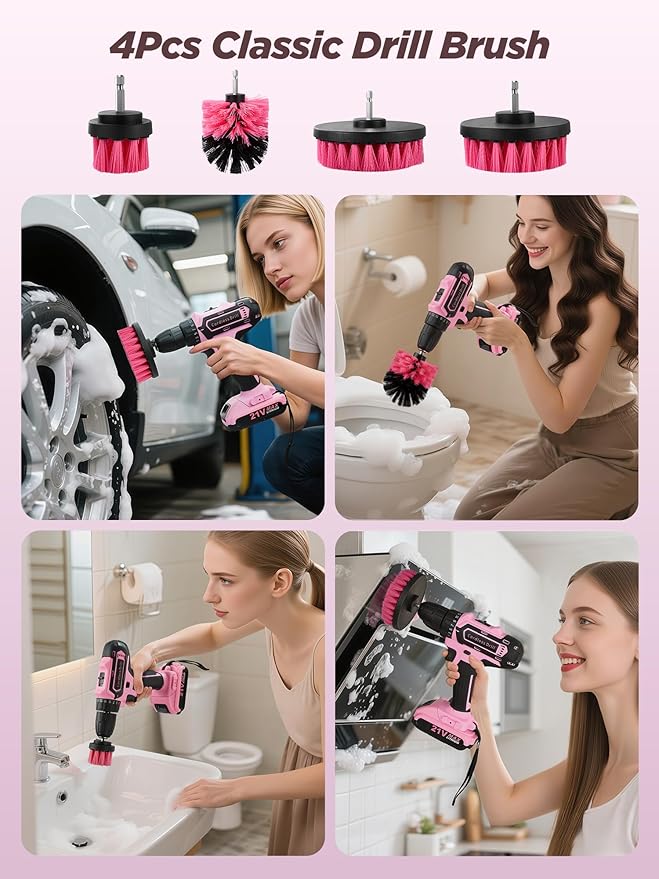 Cordless Drill Set 154 Pcs, 21V Power Drill with Tool Kit, Storage Bag, Electric Drills for Women, Precision Screwdriver set, Magnetic Tool Belt, Hand ToolBox, Drills Brush, Valentine's Day Gifts