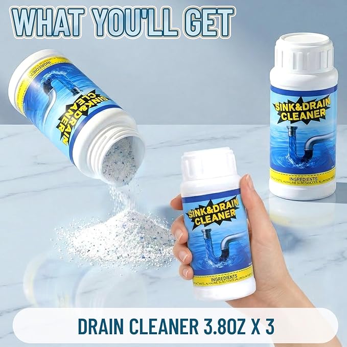 Drain Cleaner Shower Sink Cleaner New - Powerful Pipeline Dredging Agent, Kitchen Unblocker, Sink and Drain Cleaner for Kitchen Toilet（3PCS）