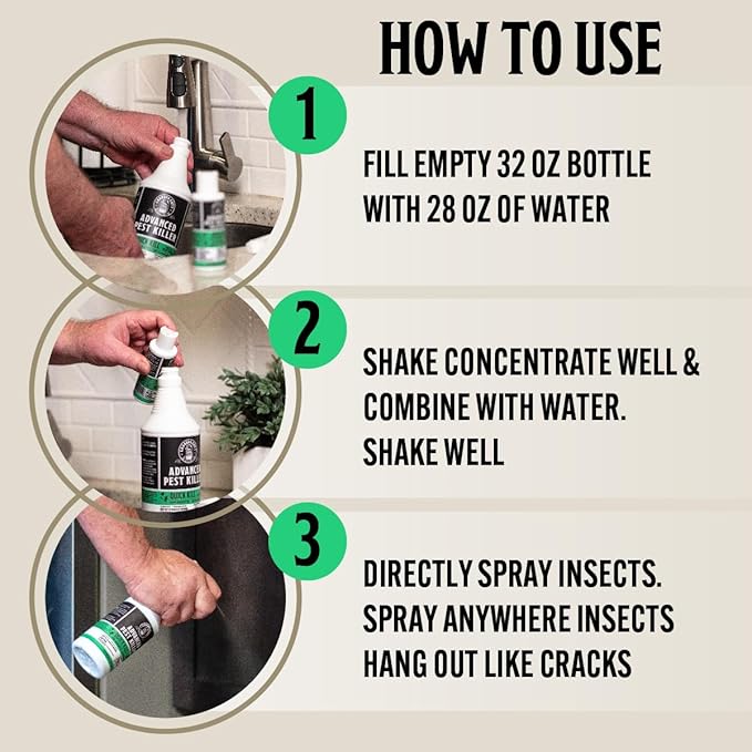 Grandpa Gus's Advanced Natural Pest Control with Clove & Cottonseed Oil - Indoor/Outdoor Insect Killer for Spiders, Ants, Roaches, Earwigs, Bed Bugs & More, Pet-Friendly, Concentrate 2 Pack